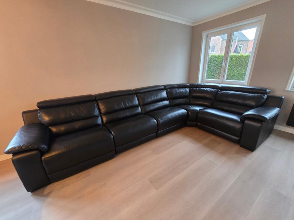 Kwaliteitslederen Hoekbank Euro-Deco | 2x Elektrische Relax, Huis en Inrichting, Ophalen, Zo goed als nieuw, Leer, Modern klassiek