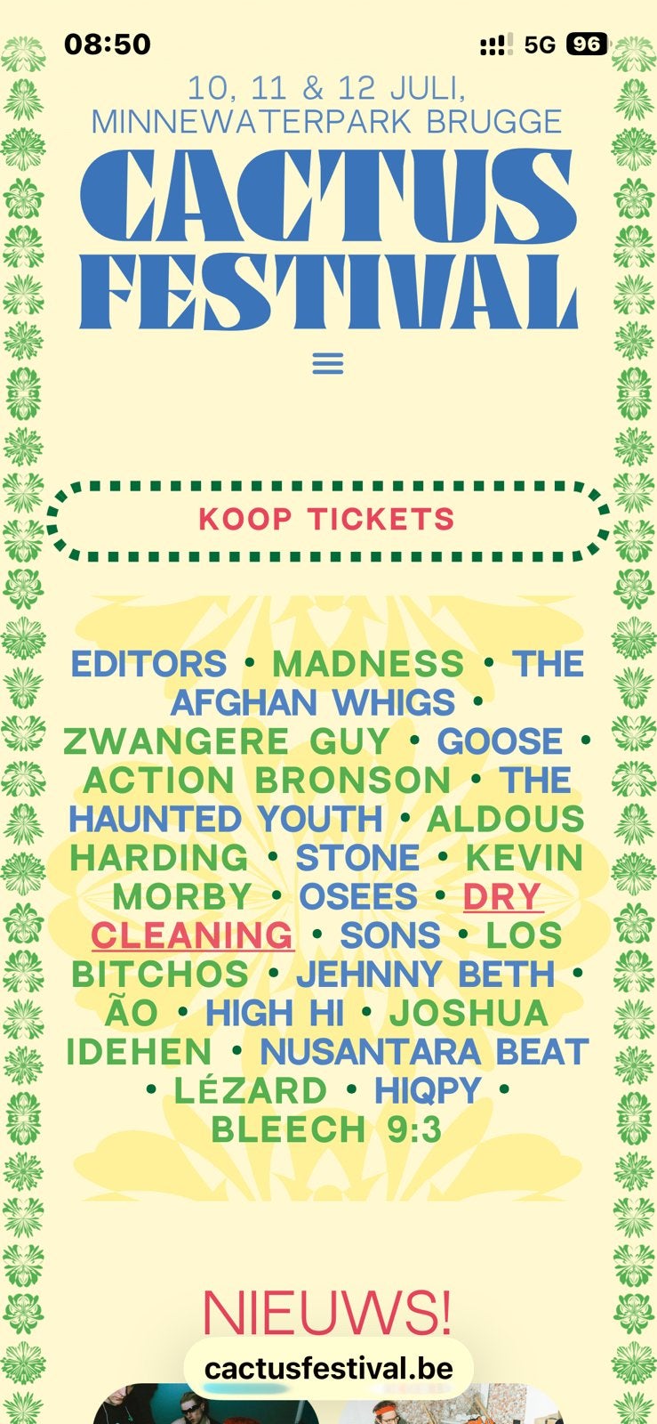 2 dag tickets voor Cactus festival Zaterdag