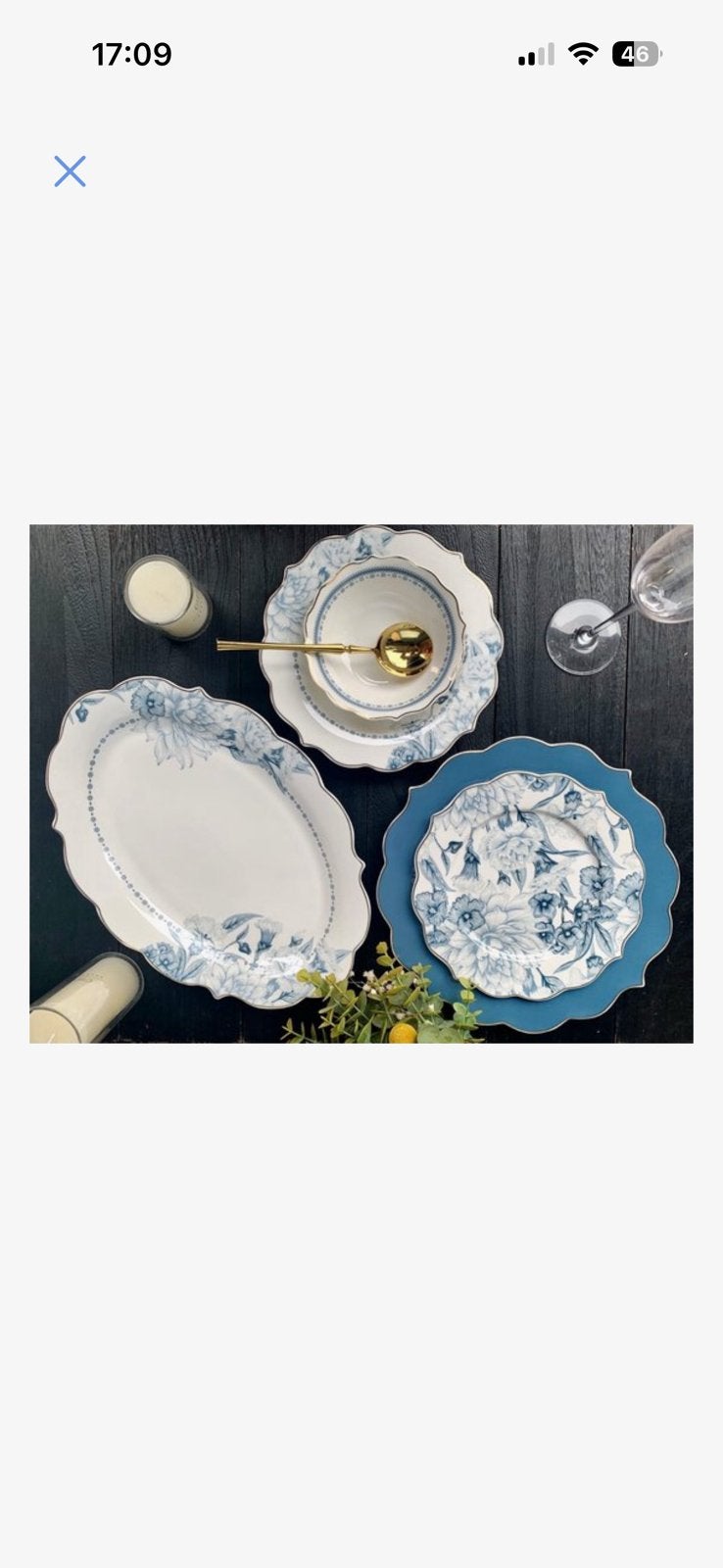 Selinex porselein serviesset blauw 25 delig, Ophalen, Porselein
