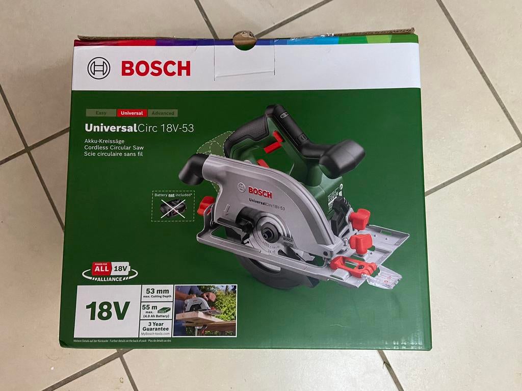 Scie circulaire Bosch universal circ 18-53, Bricolage & Construction, Outillage | Scies mécaniques, Enlèvement, Neuf, Scie circulaire