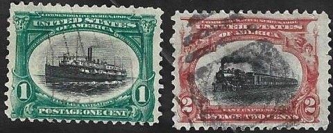 2 Postzegels USA 1901 Pan-Amerikaanse tentoonstelling, Ophalen of Verzenden, Gestempeld, Noord-Amerika