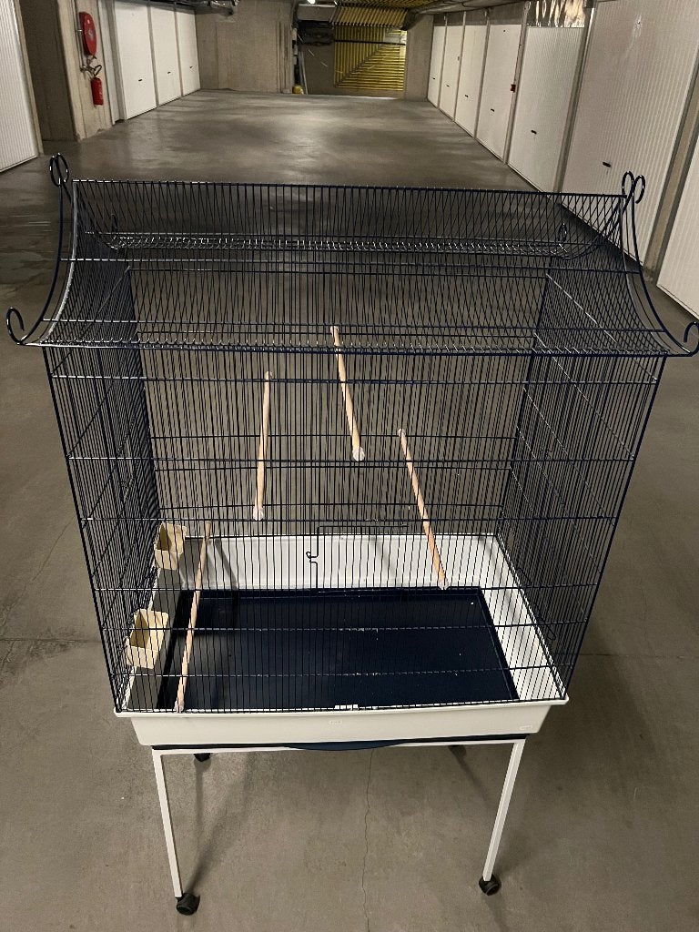 Parkietenkooi met standaard, Dieren en Toebehoren, Ophalen, Zo goed als nieuw, Overige materialen, Vogelkooi