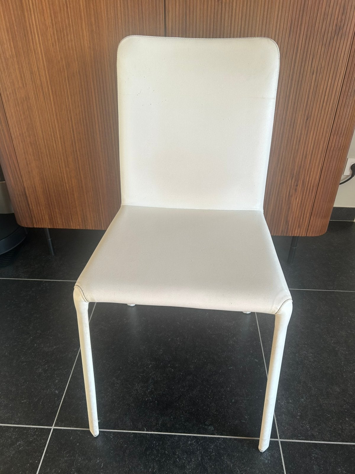 4 Lederen stoelen, Huis en Inrichting, Stoelen, Ophalen, Gebruikt, Wit, Leer