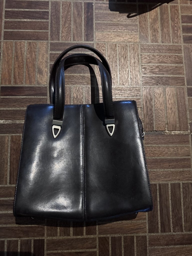 Klassieke donkerbruine leren handtas – tijdloos model, Ophalen, Gebruikt, Zwart, Handtas