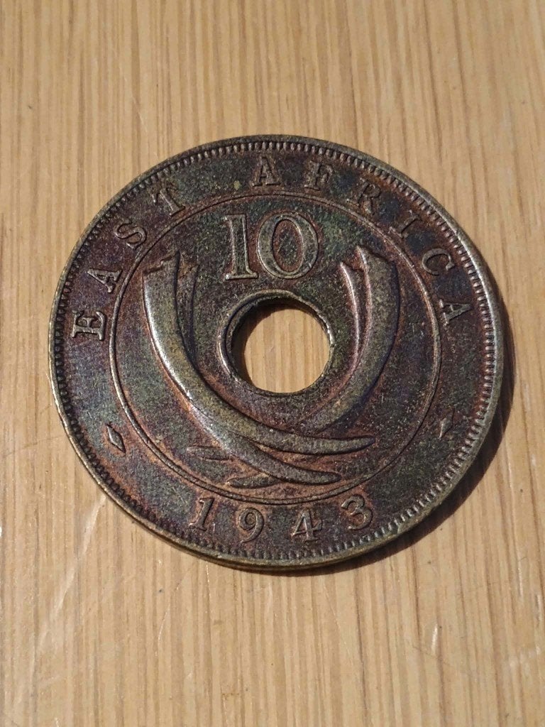 BRITS OOST AFRIKA 10 Cents 1943 SA, Postzegels en Munten, Ophalen of Verzenden, Overige landen, Losse munt