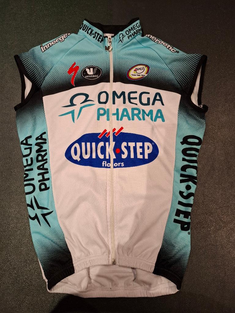 koerstruitje wielertrui quickstep omega pharma bodywarmer, Fietsen en Brommers, Fietsaccessoires | Fietskleding, S, Gebruikt, Ophalen of Verzenden
