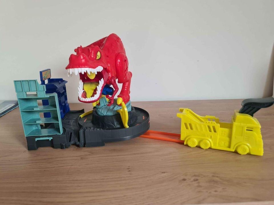 Hot wheels T-Rex rampage stuntbaan + 1 auto, Ophalen of Verzenden, Hot Wheels