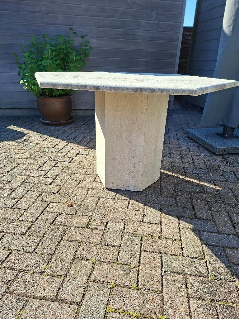 Travertin tafel, Tuin en Terras, Ophalen, Gebruikt, Overige materialen
