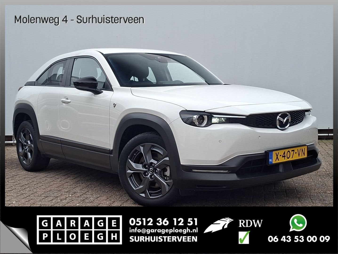 Mazda MX-30 e-SkyActiv R-EV 170 Prime-line PHEV Carplay Came, Auto's, Mazda, Automaat, Wit, Bedrijf, Parkeersensor