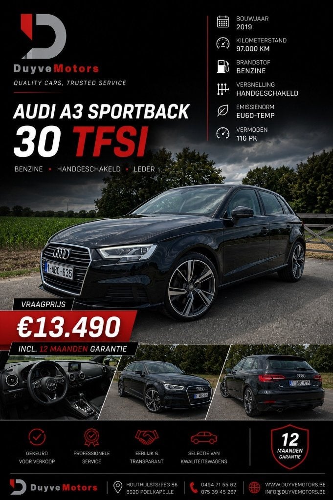 Audi A3 Sportback 2019 * 97.000km* Leder interieur, Autos, Cuir, Achat, Cruise Control, Euro 6