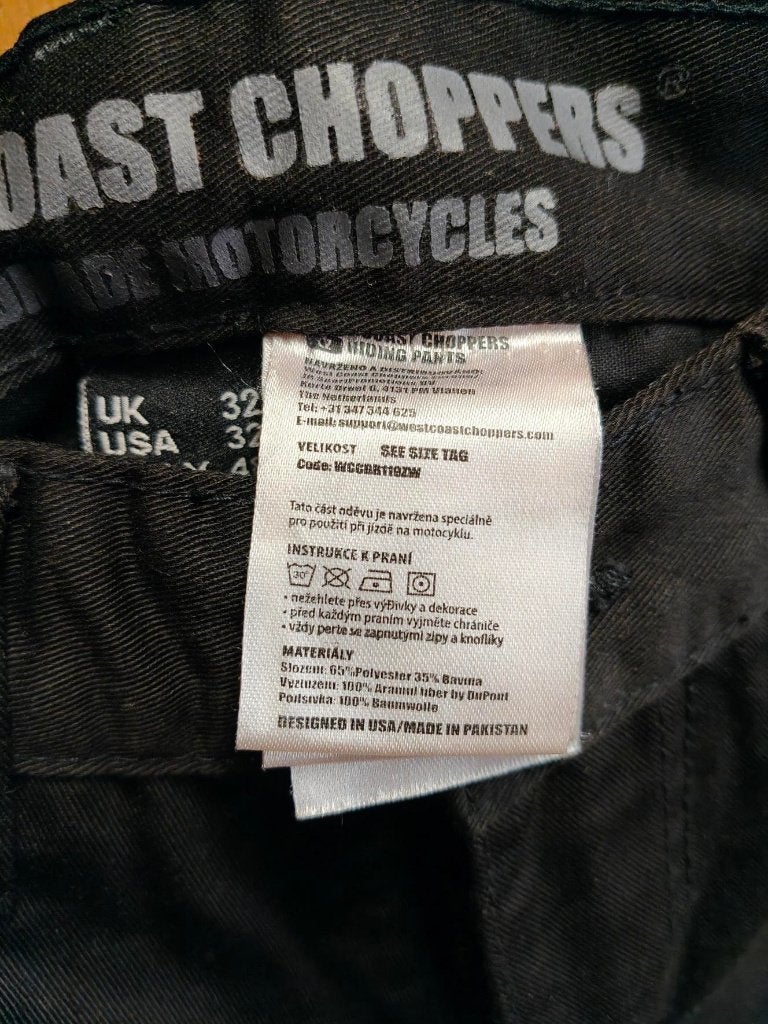 West Coast Choppers Riding Pants WCCBR119ZW, Motoren, Heren, Ophalen of Verzenden, Broek | textiel, West Coast Choppers