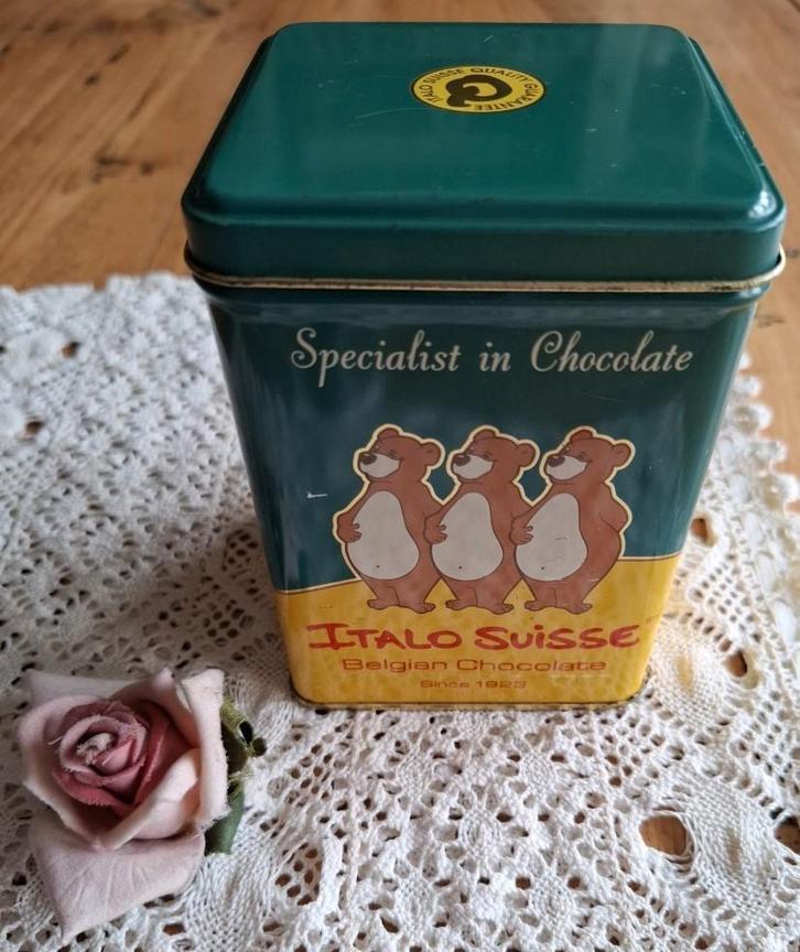 Belgisch chocolade blik, Italo Suisse, since 1923, Collections, Boîte en métal, Enlèvement ou Envoi, Utilisé, Autre, Autres marques