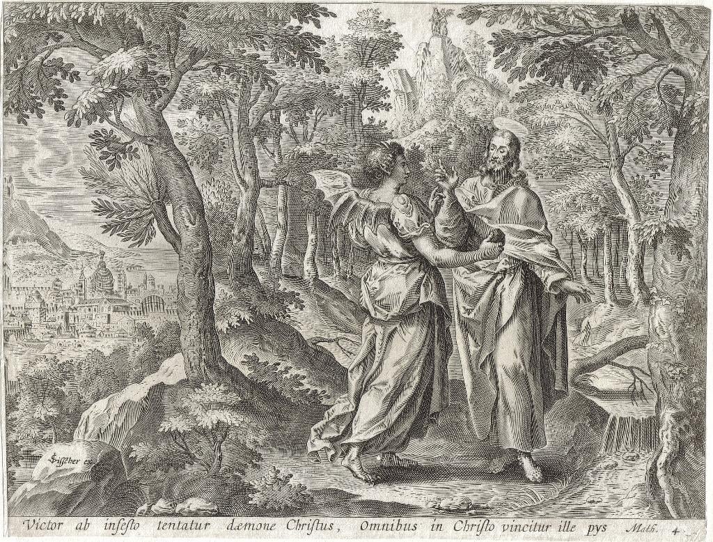 Onverm Mkr voor C. Visscher gravure "De Verzoeking Christus", Antiek en Kunst, Ophalen