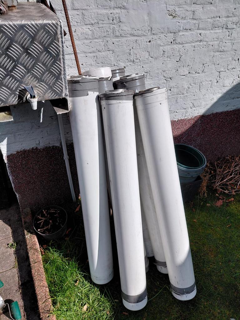 Dubbelwandige schoorsteenbuizen (7 meter), Ophalen, Gebruikt, 6 meter of meer, Rechte buis