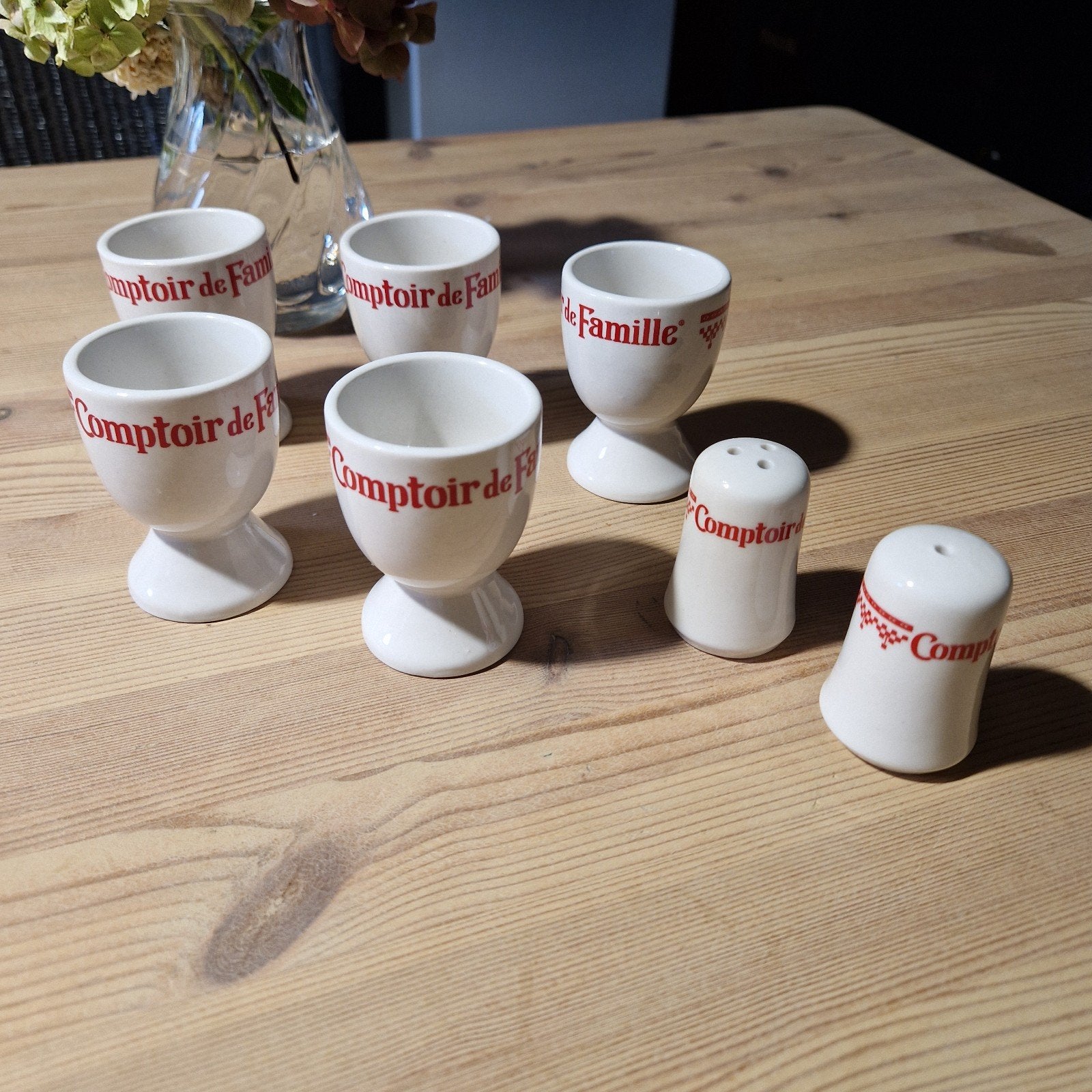 5 coquetiers et salière poivrier Comptoir de Famille, Enlèvement ou Envoi, Comme neuf