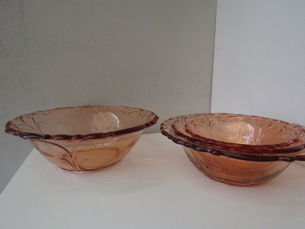 Ensemble de bols en verre rose Depression Glass 4 pièces, Enlèvement ou Envoi