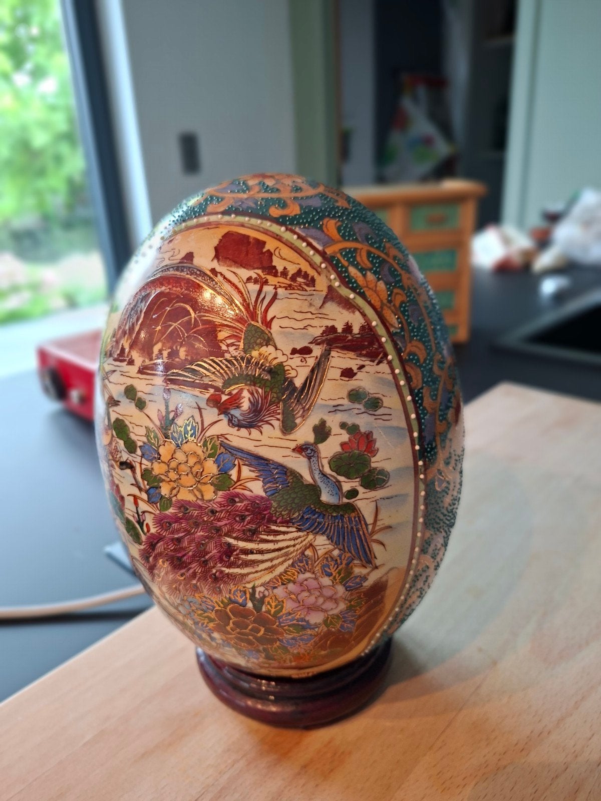 Groot ei uit SATSUMA, Japan. Met basis. Uitstekende conditie, Antiek en Kunst, Ophalen