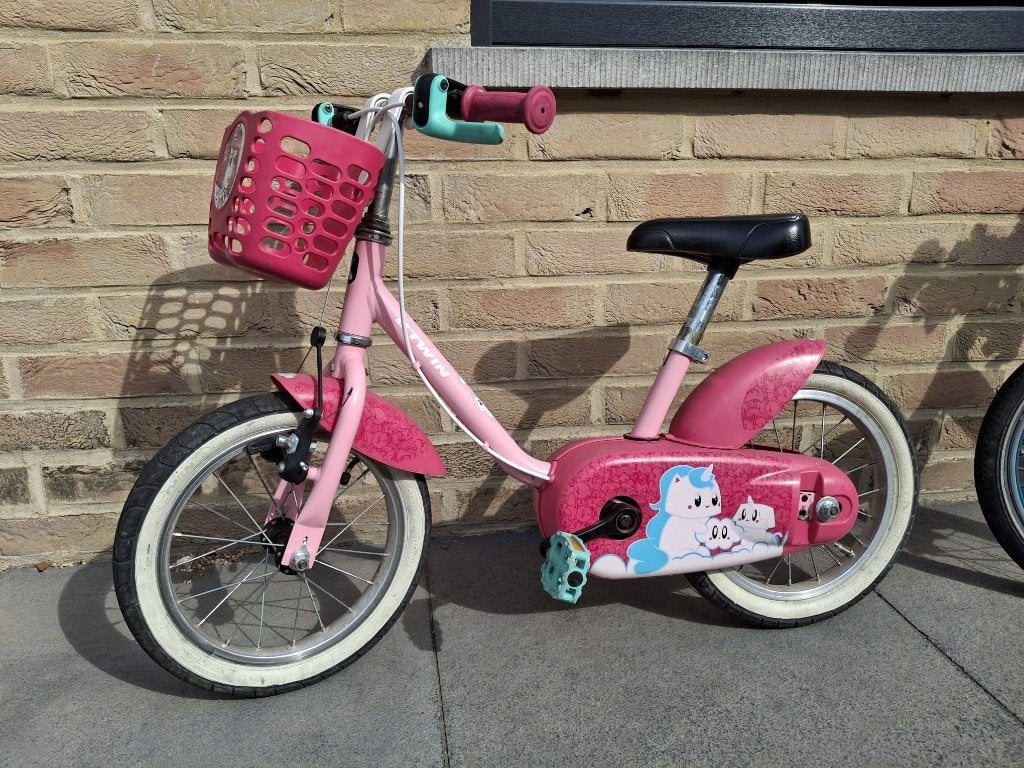 kinderfiets 14 inch, Fietsen en Brommers, Fietsen | Meisjes, Ophalen, Zo goed als nieuw, Schijfrem, 14 inch of minder