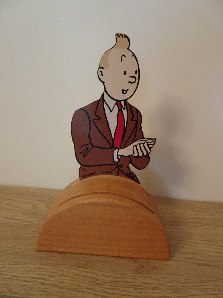 Vilac houten spaarpot - Kuifje, Ophalen of Verzenden, Kuifje, Gebruikt, Beeldje of Figuurtje