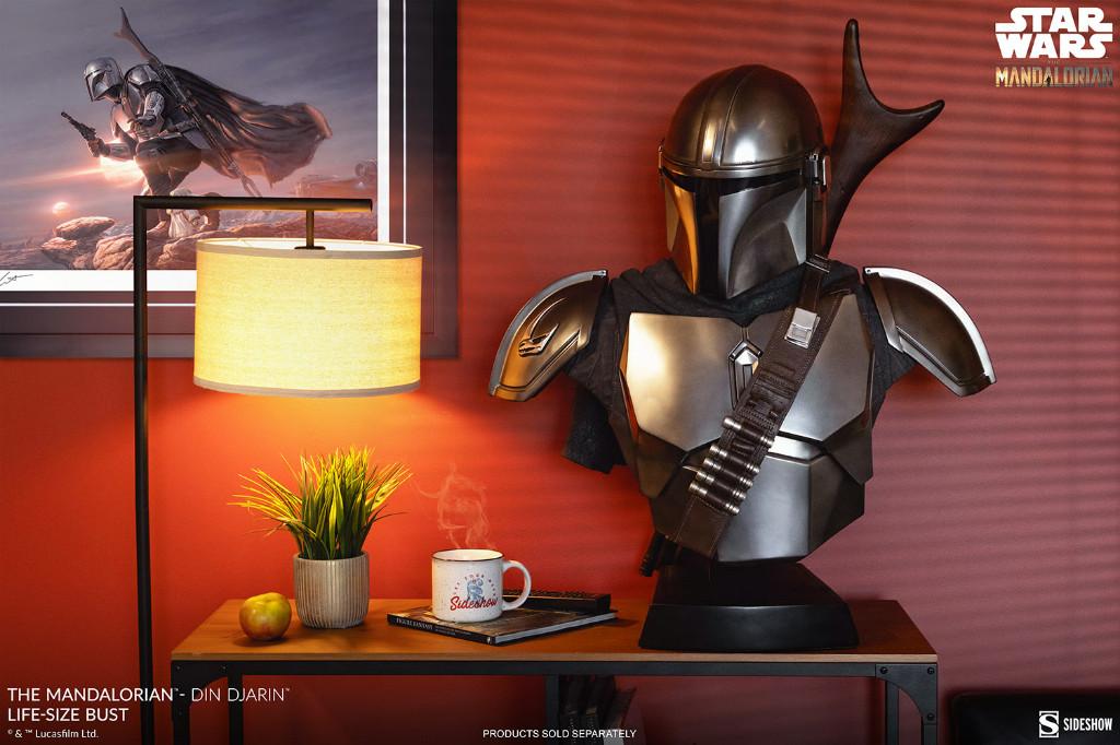 Sideshow Star Wars Life-Size Bust The Mandalorian Din Djarin, Ophalen, Zo goed als nieuw, Beeldje of Buste
