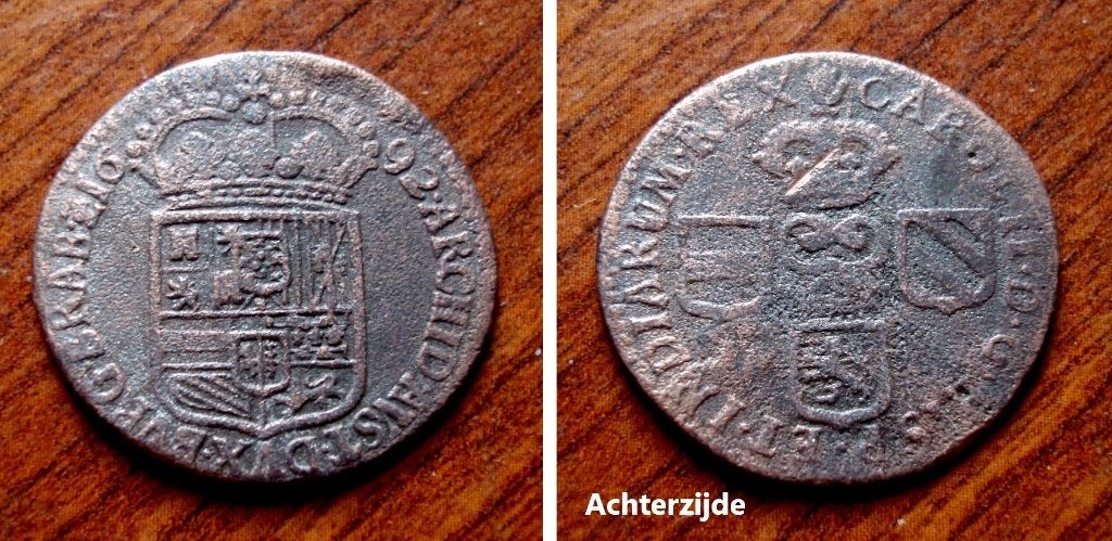Liard of oord periode Karel II 1692, Timbres & Monnaies, Envoi, Bronze, Monnaie en vrac