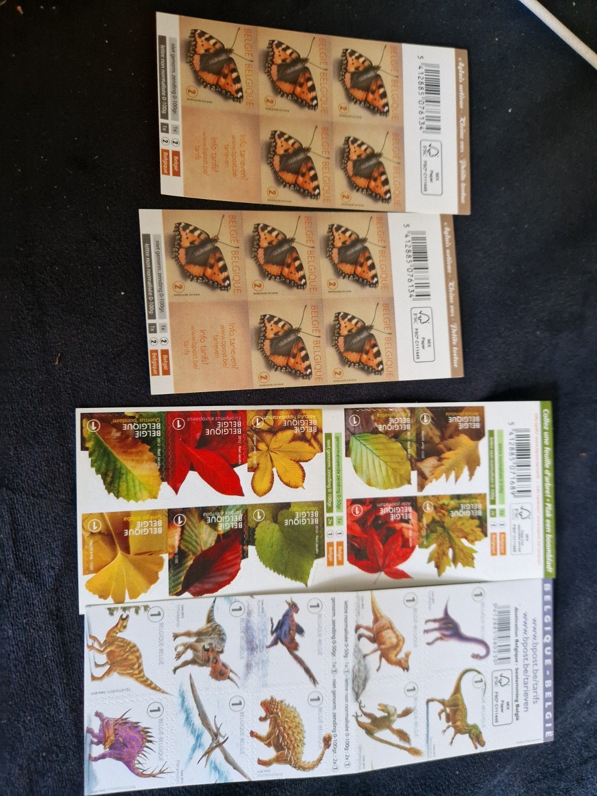 Postzegels België  2x rij van 2 en 2 rijen van 1, Ophalen of Verzenden