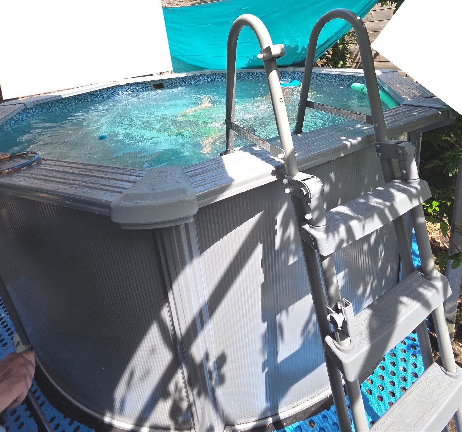 Bestway rond zwembad 3,05mx1,22m staal pvc, grijs, Rond, 300 cm of meer, Zo goed als nieuw, Opzetzwembad
