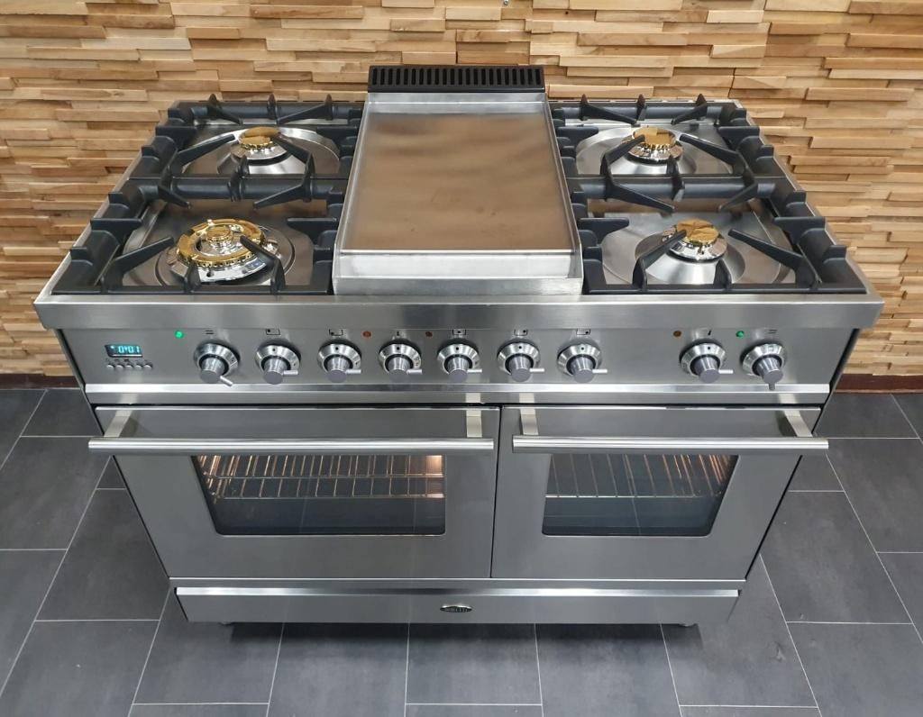 🔥Luxe Boretti Fornuis 100cm RVS 2 ovens 5 pits Frytop, Elektronische apparatuur, Fornuizen, Ophalen, 60 cm of meer, Zo goed als nieuw