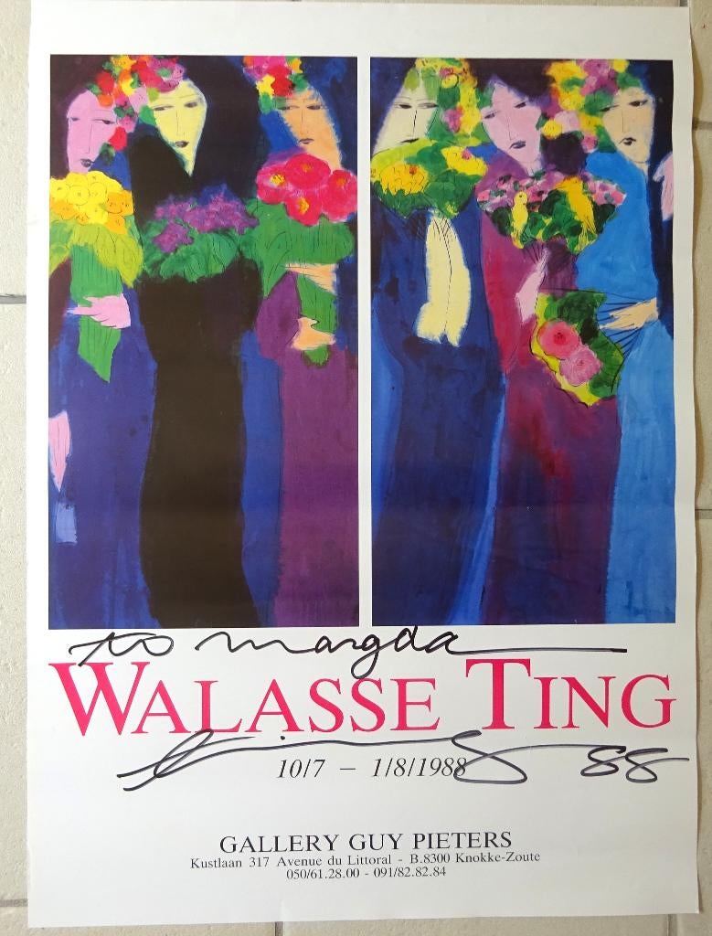 Walasse Ting, Affiche Knokke, signed ** 1988, Verzamelen, Posters, Gebruikt, Reclame, Ophalen of Verzenden