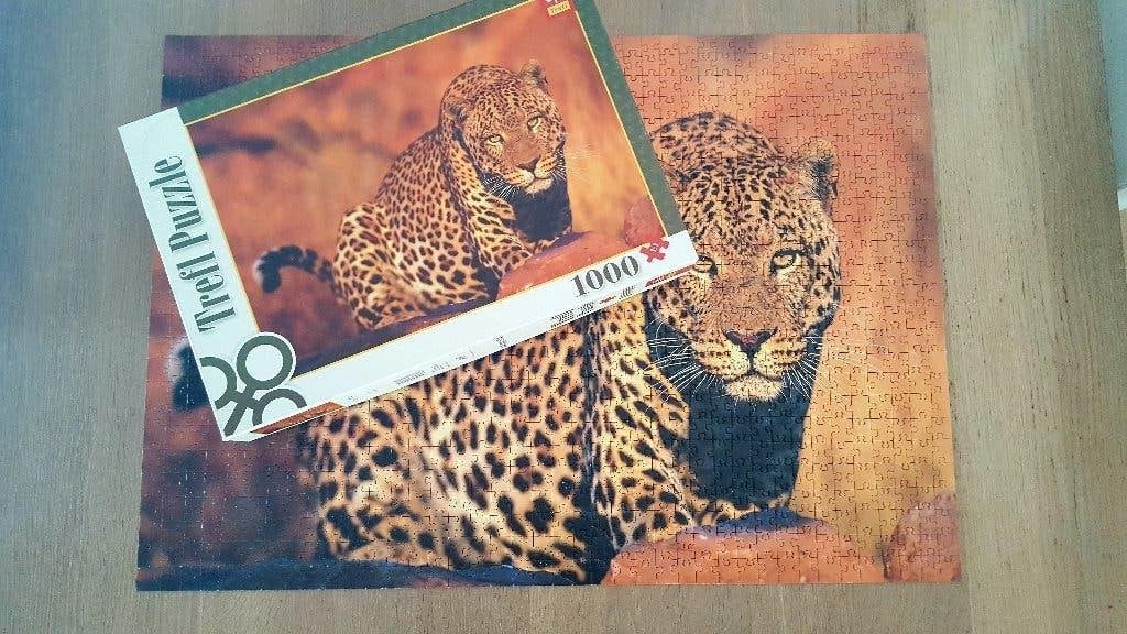 Puzzel jachtluipaard 1000 stukjes VOLLEDIG merk Trefl Puzzle, Ophalen, 500 t/m 1500 stukjes, Zo goed als nieuw, Legpuzzel