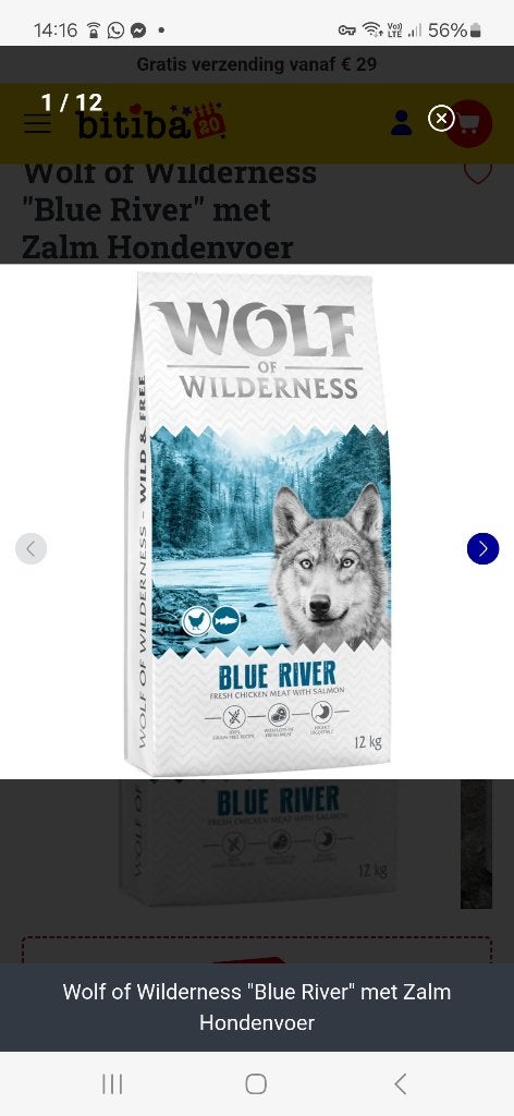 Wolf of wilderness blue river 12 kg, Animaux & Accessoires, Nourriture pour Animaux, Enlèvement, Chien