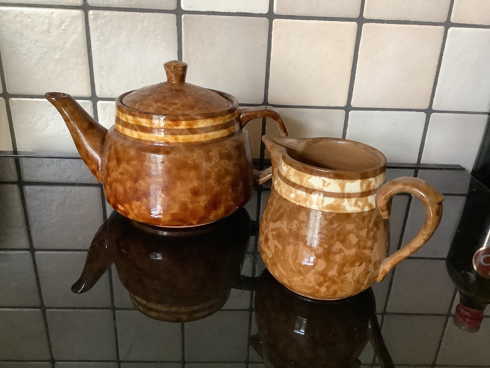 Bruine thee- en melkkannetje, Antiek en Kunst, Antiek | Keramiek en Aardewerk, Ophalen