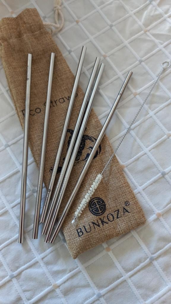 eco herbruikbare drinkrietjes in metaal, Huis en Inrichting, Ophalen of Verzenden, Nieuw, Inox of Chroom, Vaatwasserbestendig