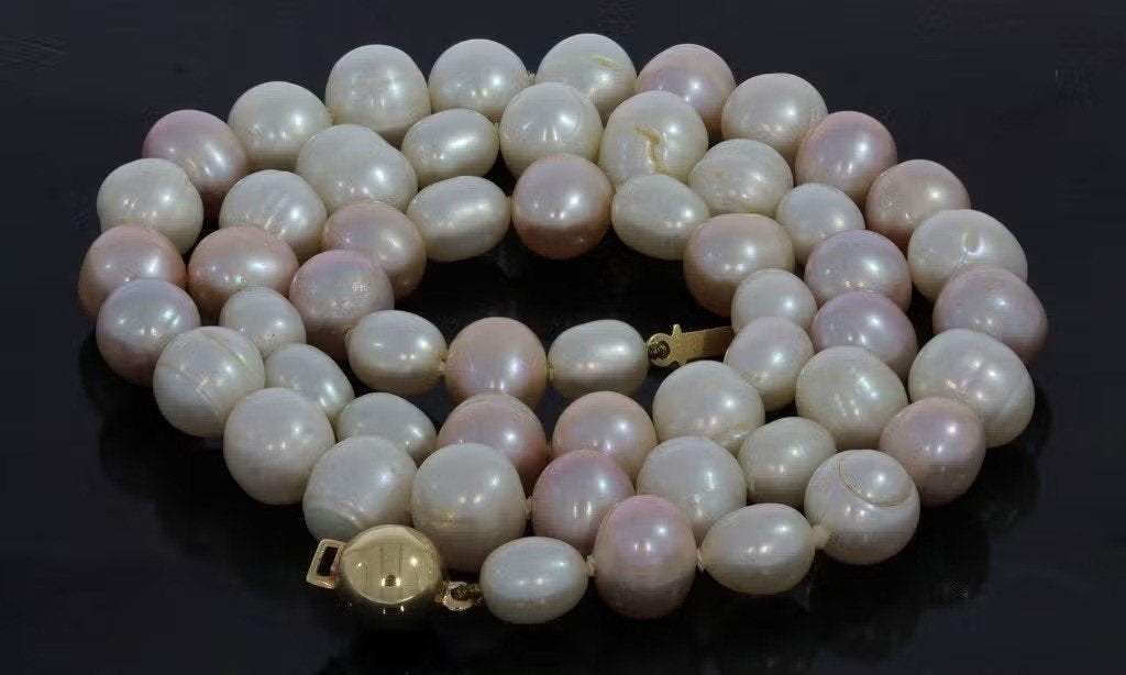 Parel fraaie dames ketting 14k slot goud bol vintage luxe, Bijoux, Sacs & Beauté, Enlèvement ou Envoi, Or, Comme neuf, Or
