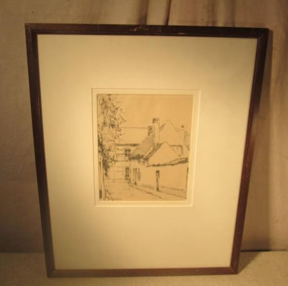 Mooie Oude Tekening 'In het Steegje' - gesigneerd, Antiquités & Art, Enlèvement ou Envoi, Dessin, Fait main