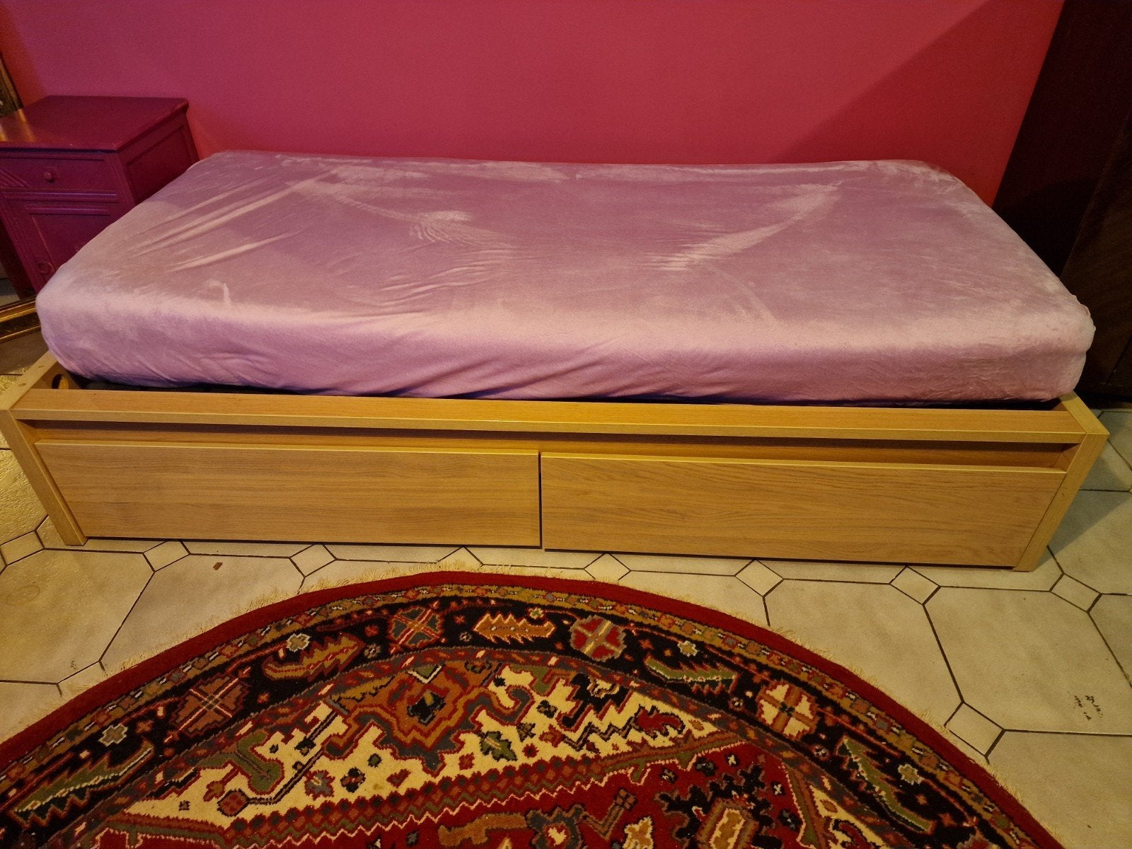 Lit IKEA MALM 90 200 cm avec 2 tiroirs - chêne clair, 90 cm, Enlèvement, 200 cm, Une personne
