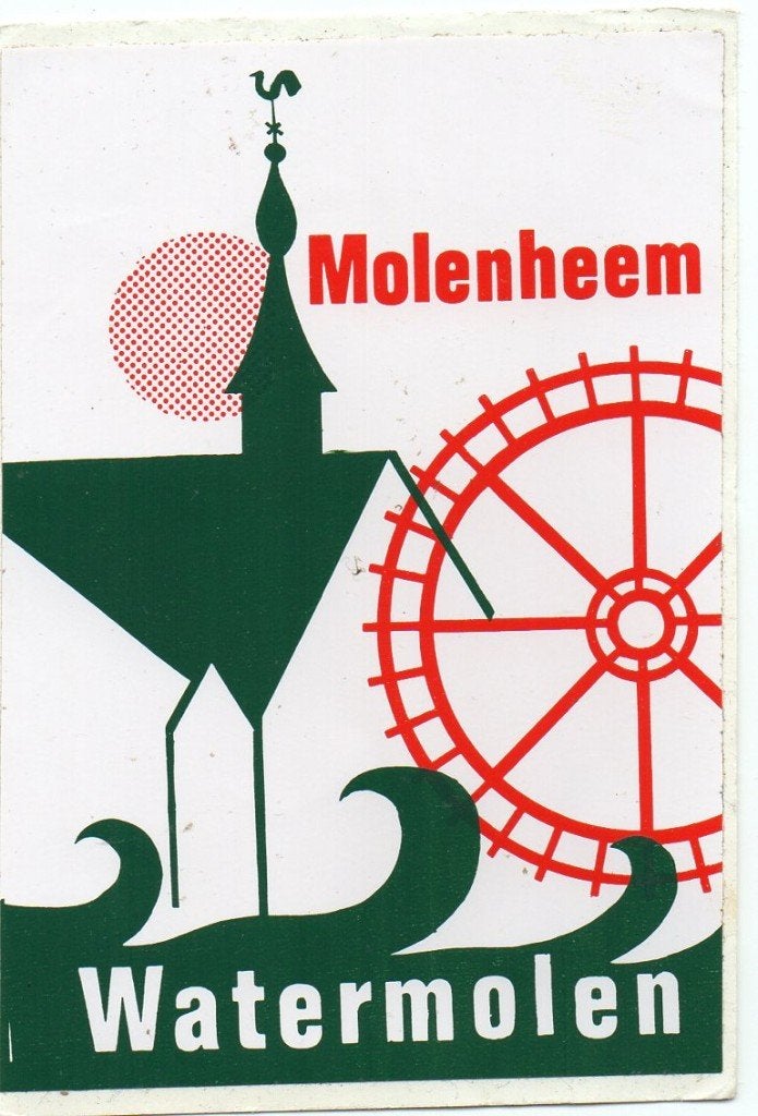 sticker Kortrijk Heule Watermolen molenheem, Ophalen of Verzenden
