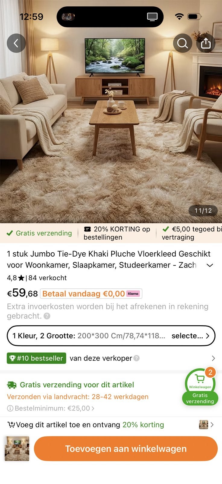 2 nouveaux tapis en peluche, lavables en machine !, Enlèvement, Neuf, 200 cm ou plus, 200 cm ou plus