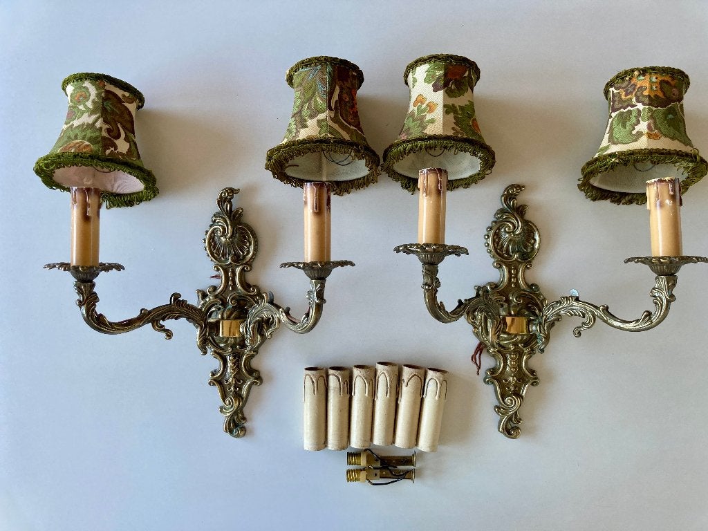 Twee decoratieve Rococo wandlampen met toebehoren, Gebruikt, E14 (klein), Meerkleurig, Ophalen of Verzenden