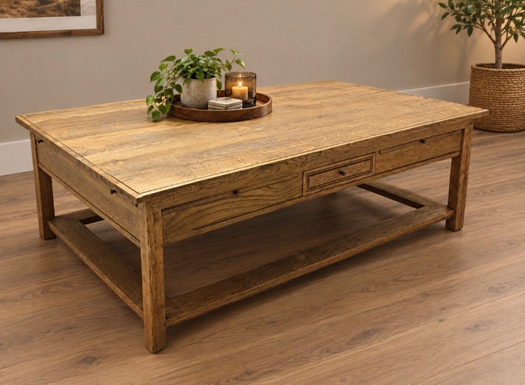 salontafel in eik, Huis en Inrichting, Ophalen, 50 tot 100 cm, 5 – 50, Eikenhout