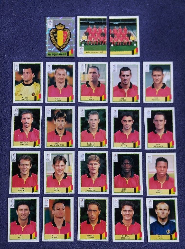 23 versch. Panini stickers voetbal ' Euro 2000 - België ', Ophalen of Verzenden, Nieuw, Poster, Plaatje of Sticker