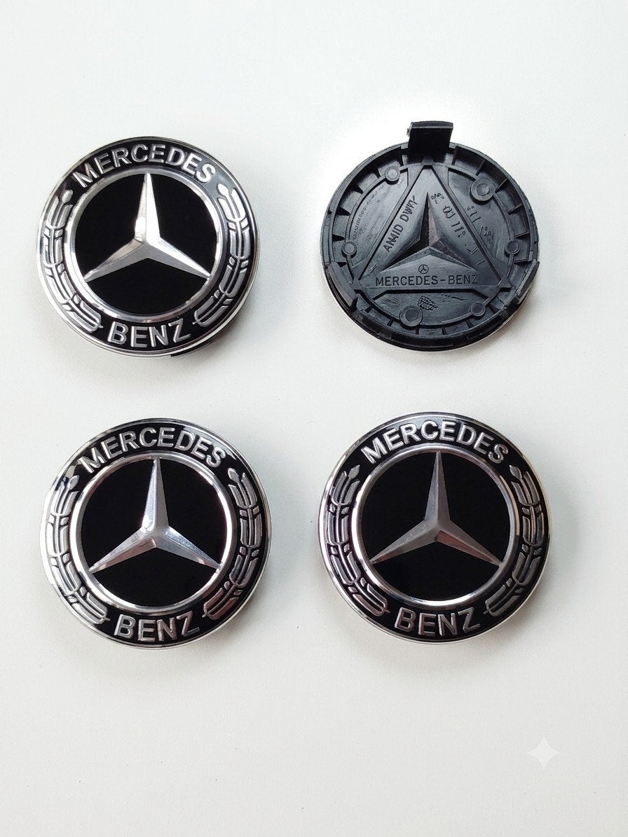 Set 4x Cache-Moyeu Mercedes 75mm (Neuf)