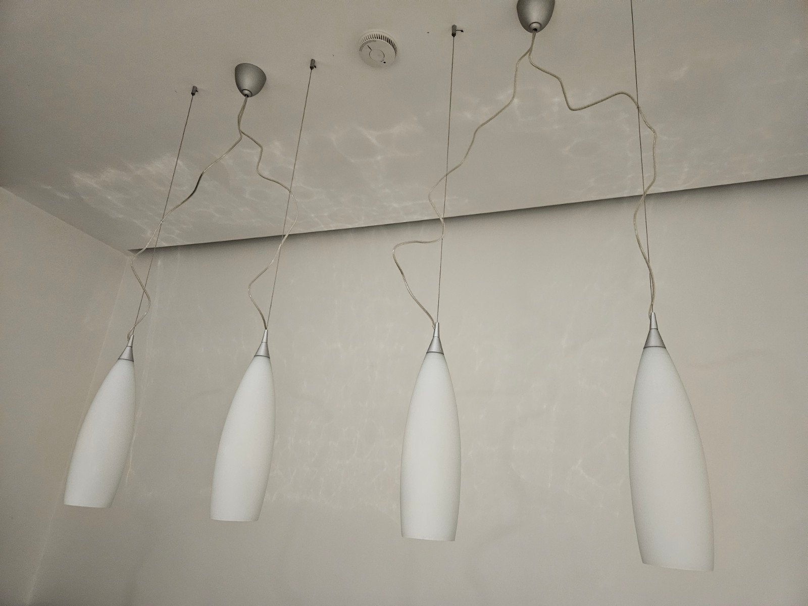 Stijlvolle design hanglamp (4 kappen), Design, Comme neuf, Verre, Enlèvement