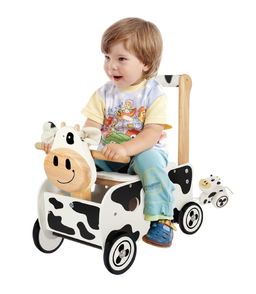 Houten loopwagen koe met of zonder naam, Kinderen en Baby's, Kraamcadeaus en Geboorteborden, Nieuw, Kraamcadeau, Ophalen of Verzenden