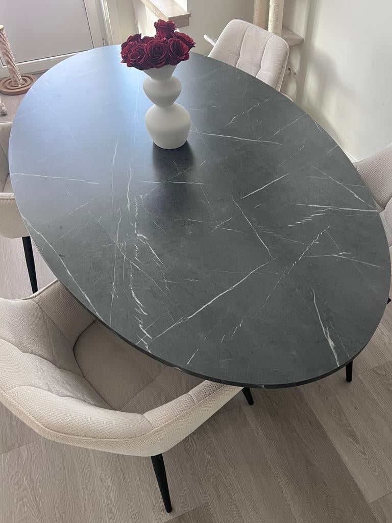 Table à manger en marbre, Enlèvement, Comme neuf, Ovale