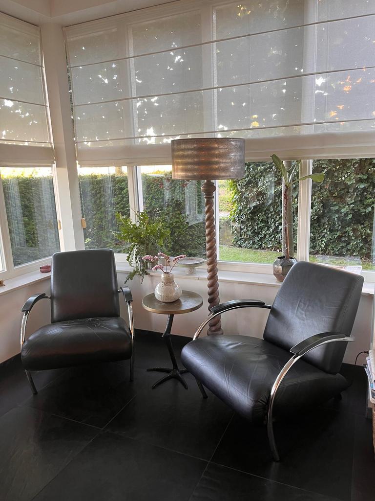 Twee leren fauteuils 5470 Gelderland Jan des Bouvrie, Ophalen, Zo goed als nieuw