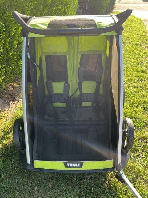 Fietskar Thule Cab 2 + accessoires, Fietsen en Brommers, Fietsaccessoires | Aanhangwagens en Karren, Ophalen, Gebruikt, Vering