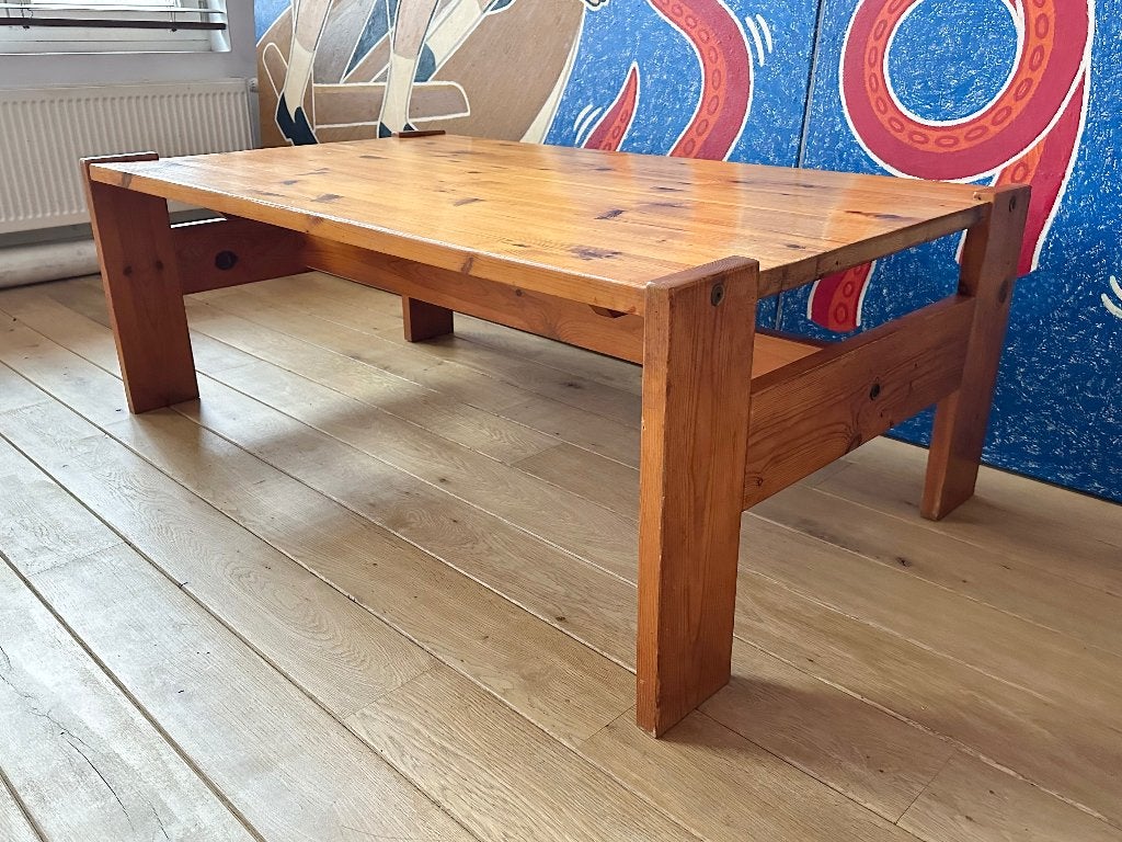 80S SCANDI SALONTAFEL • DENNENHOUT, Moins de 50 cm, 100 à 150 cm, Enlèvement, Utilisé