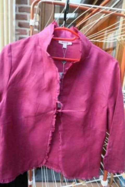 Bloesje nieuw linnen lila met ruches 123 mt 36, Kleding | Dames, Overige kleuren, Nieuw, Ophalen of Verzenden, Maat 36 (S)