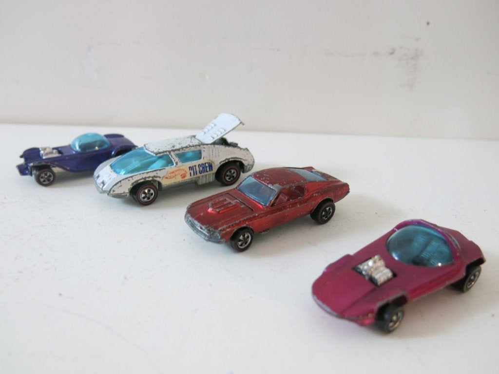 4 Hot Wheels Redlines vintage (1968 - 1971) — Mattel, Enlèvement ou Envoi, Utilisé, Voiture, Matchbox
